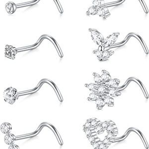 Briana Williams Nose Studs Nose Rings for Women 18G 20G Corkscrew Nose Ring